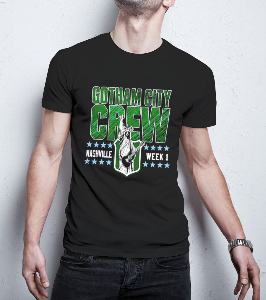 Gotham City Crew Nashville Week 1 Statue Of Liberty Guitar T-Shirt