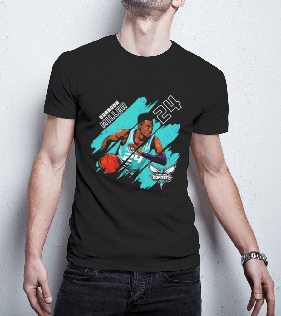 Brandon Miller 24 Charlotte Hornets Basketball Stripes T-Shirt