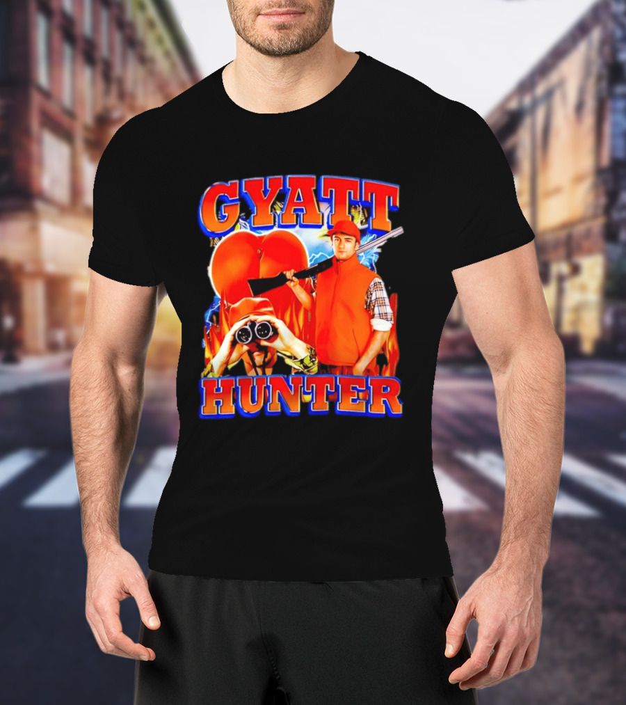 Gyatt Hunter Peach Slang With Binoculars And Rifle T-Shirt