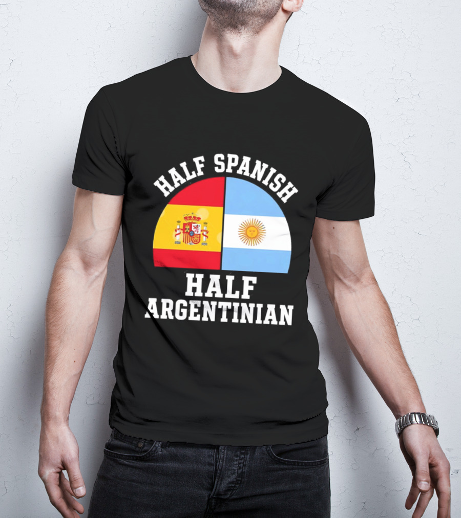 Half Spanish Half Argentinian Flags T-Shirt