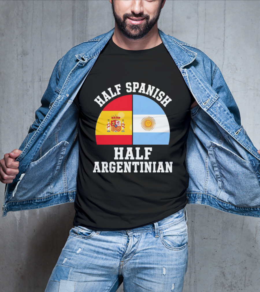 Half Spanish Half Argentinian Flags T-Shirt