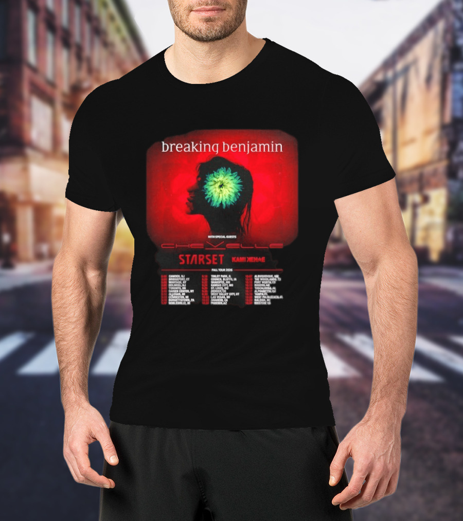 Breaking Benjamin Chevelle Starset Kami Kehe Fall Tour 2026 Dates And Locations T-Shirt