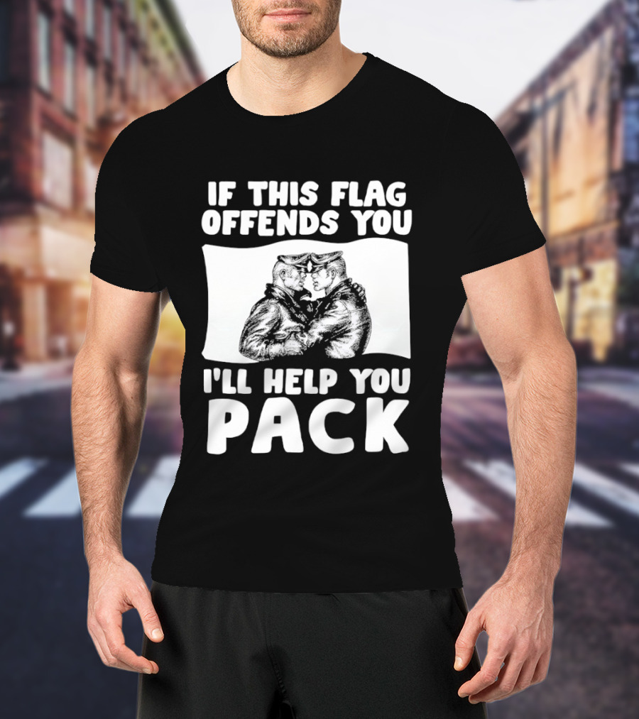 If This Flag Offends You I'll Help You Pack Leather Pride Bulldog T-Shirt