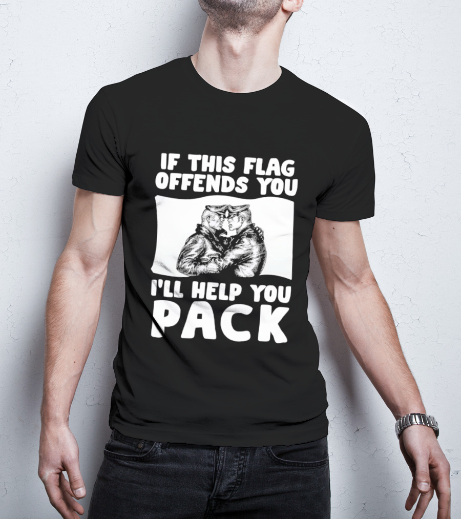If This Flag Offends You I'll Help You Pack Leather Pride Bulldog T-Shirt