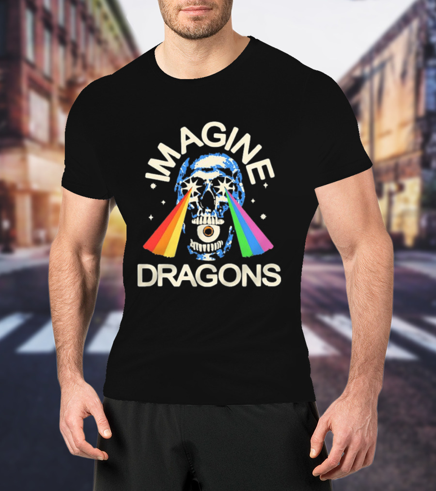 Imagine Dragons Skull Rainbow Eyes Spectrum Vision T-Shirt