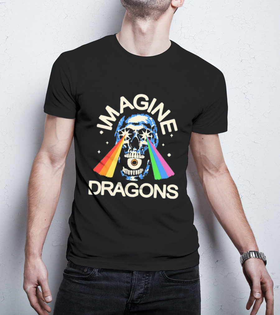 Imagine Dragons Skull Rainbow Eyes Spectrum Vision T-Shirt