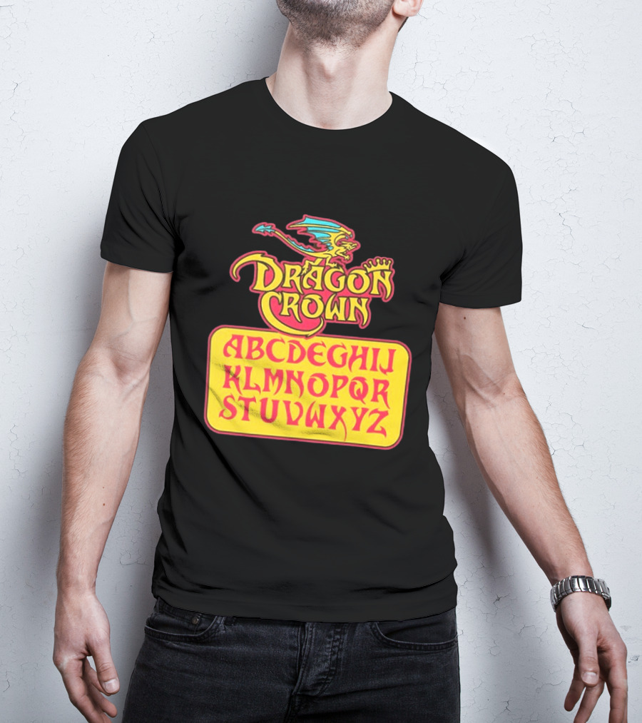 Dragon Crown Alphabet With Colorful Dragon Art And Bold Letters T-Shirt