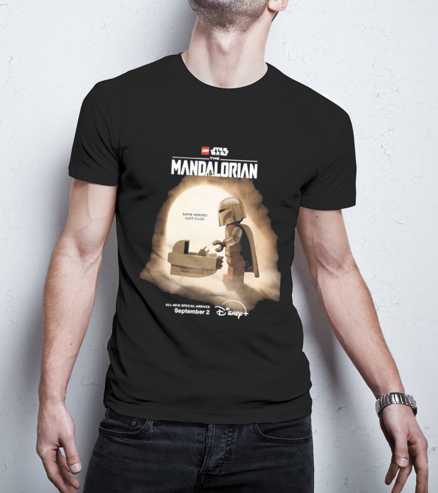 LEGO Star Wars The Mandalorian Some Heroes Just Click Disney Plus September 2026 T-Shirt
