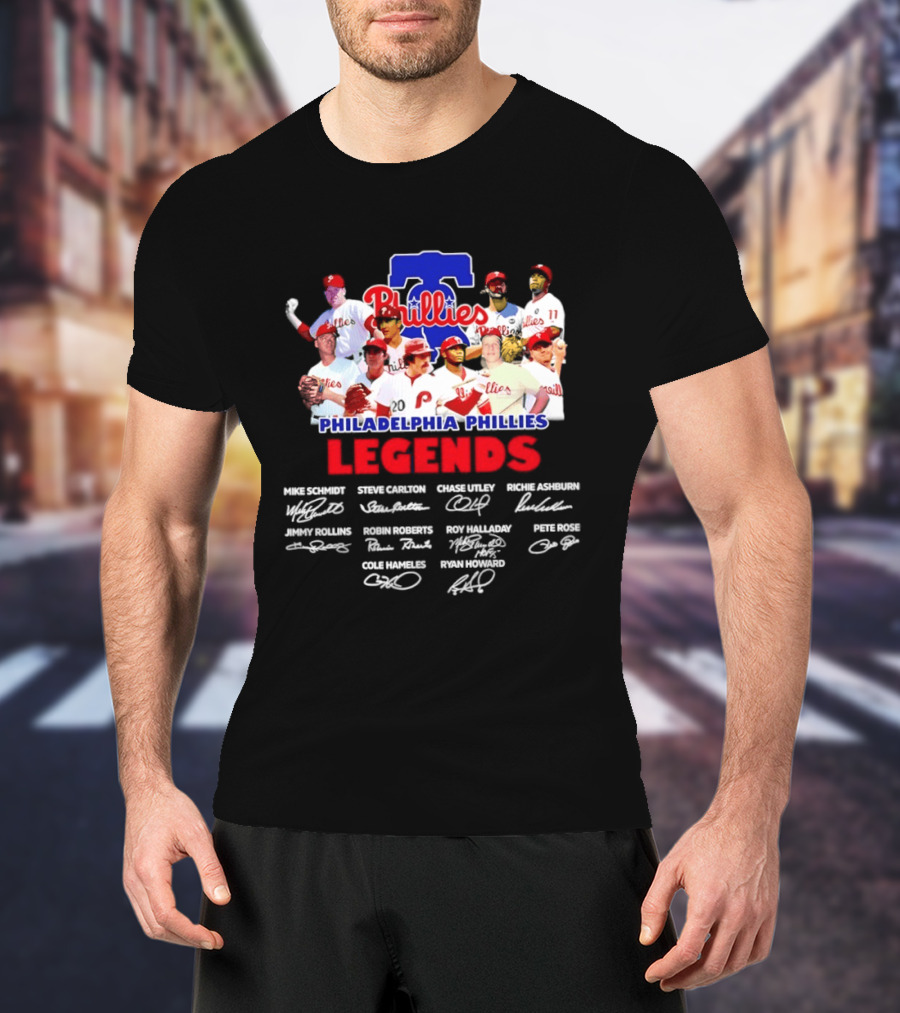 Philadelphia Phillies Legends Collage Team Signatures T-Shirt