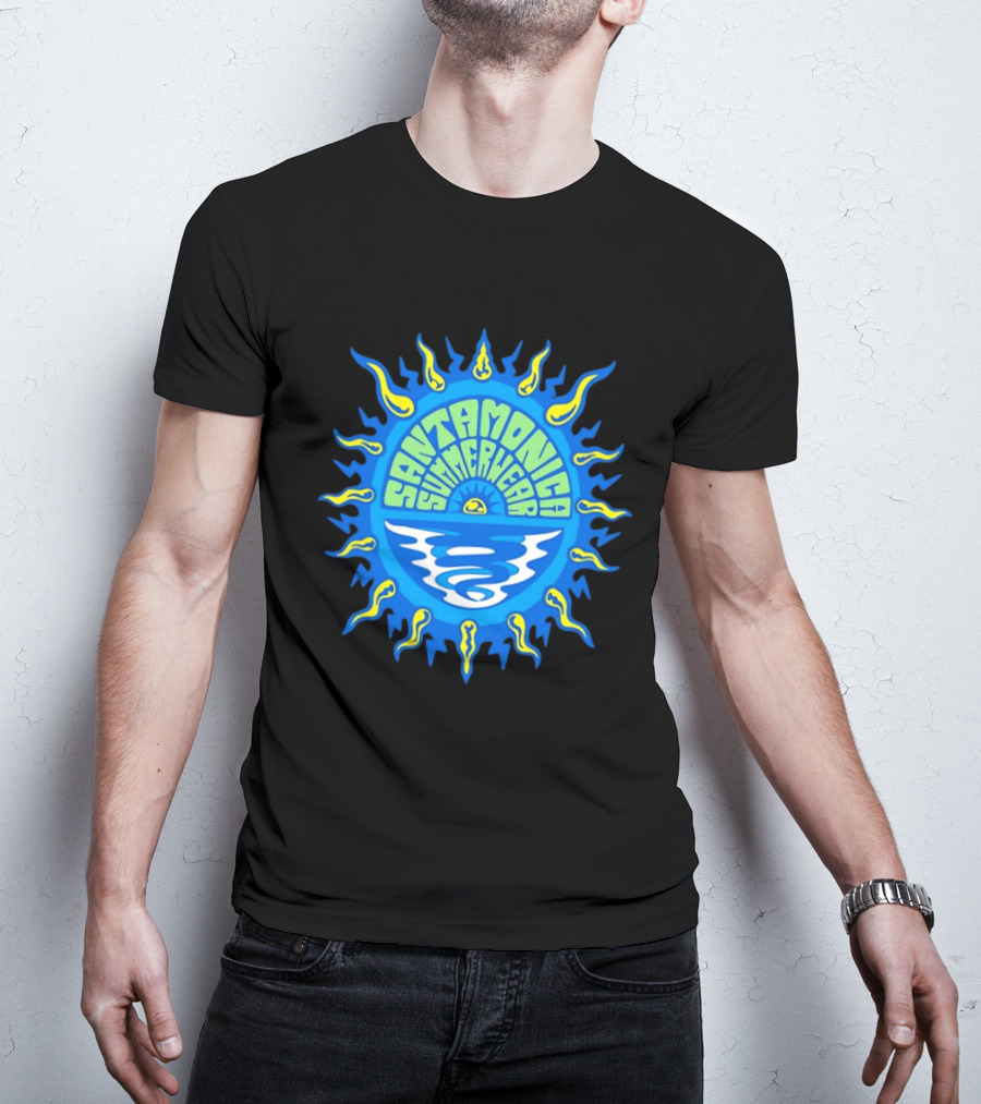 Santa Monica Summerwear Sun And Ocean Beach Radiant Waves T-Shirt