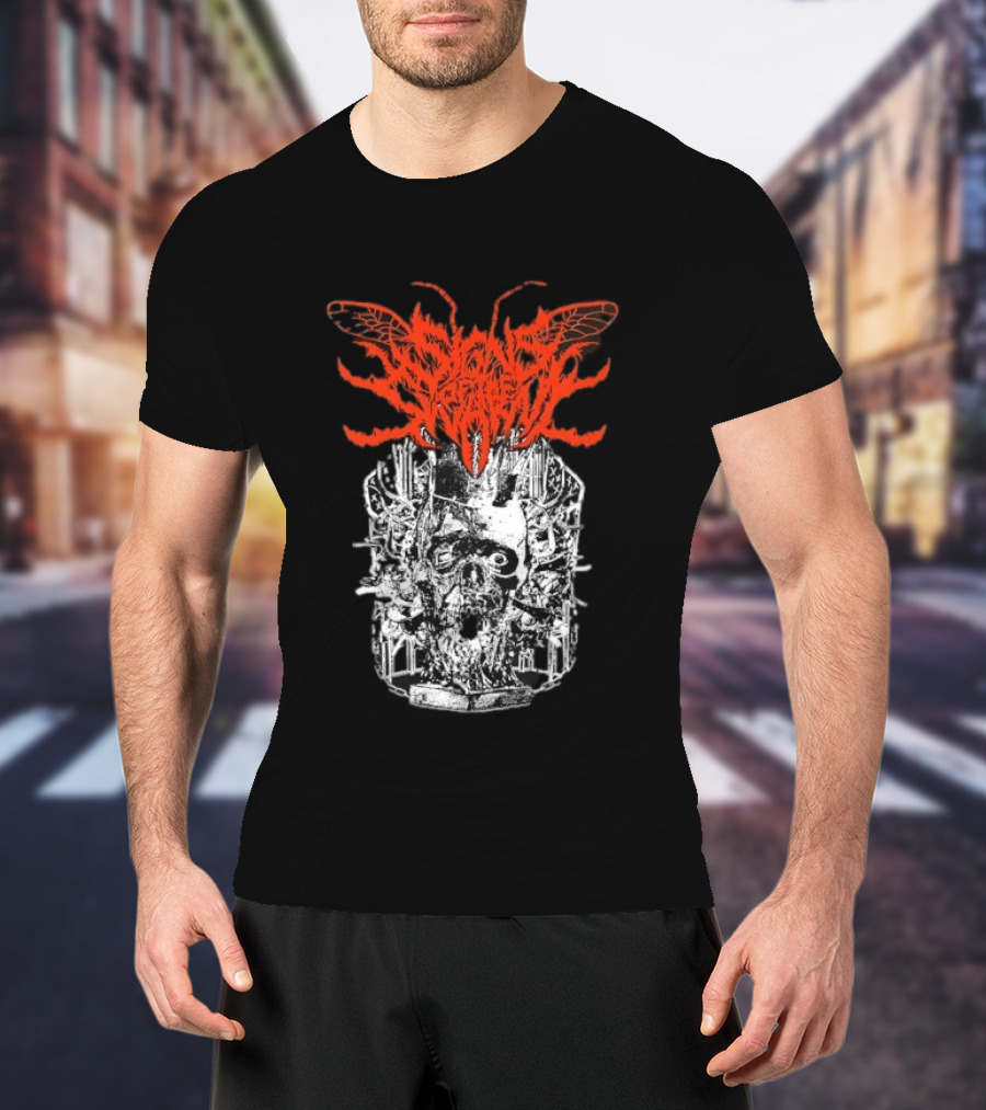 Signs Of The Swarm Skull Deathcore Metal Album Cover T-Shirt