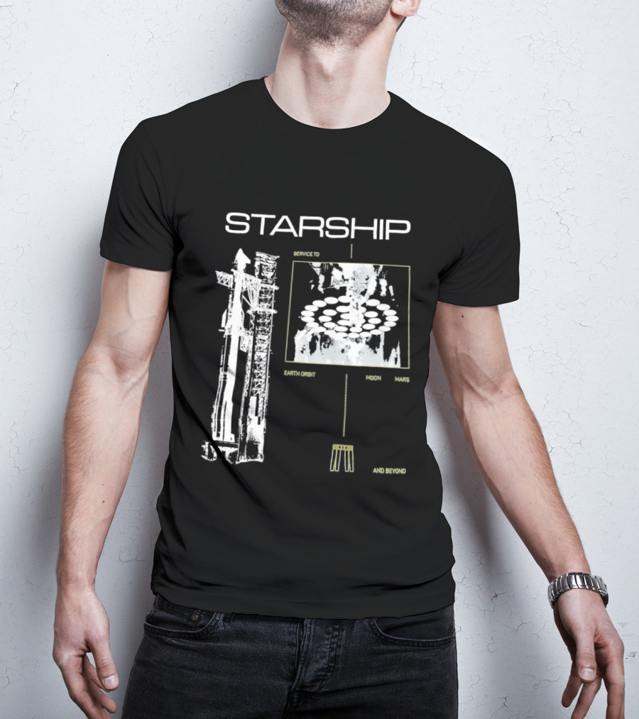 Starship Service Earth Orbit Moon Mars Beyond T-Shirt