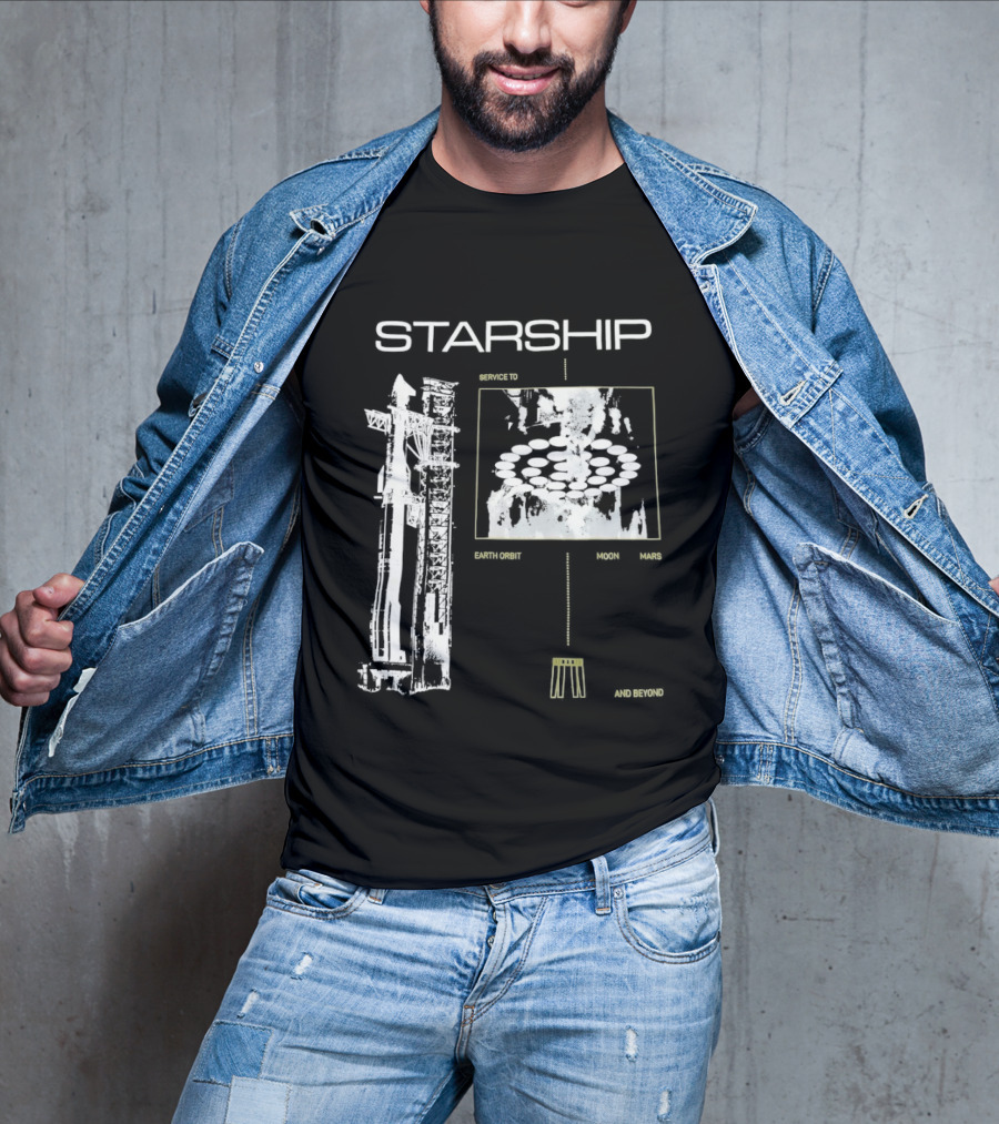 Starship Service Earth Orbit Moon Mars Beyond T-Shirt