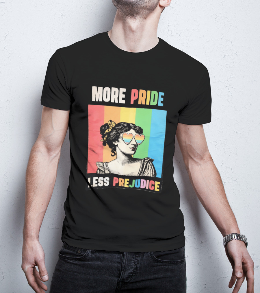 More Pride Less Prejudice Rainbow Heart Sunglasses Regency T-Shirt