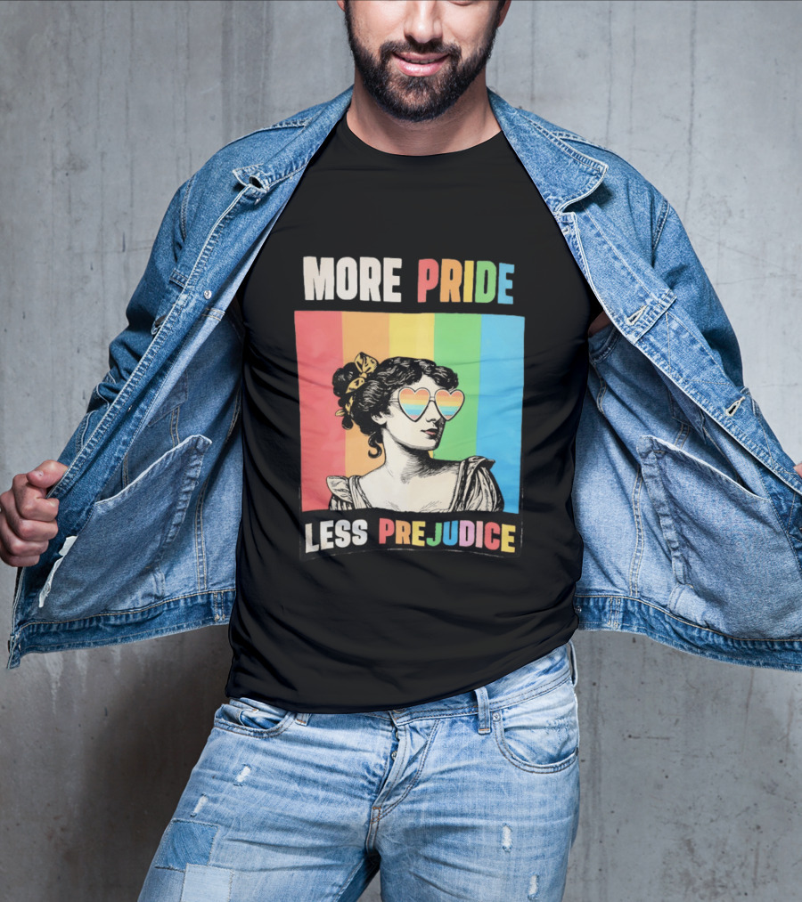 More Pride Less Prejudice Rainbow Heart Sunglasses Regency T-Shirt