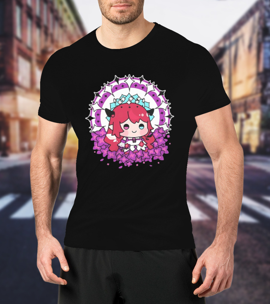 Chibi Hope Pink Hair Cute Anime Character Surrounded By Mandala And Flowers T-Shirt