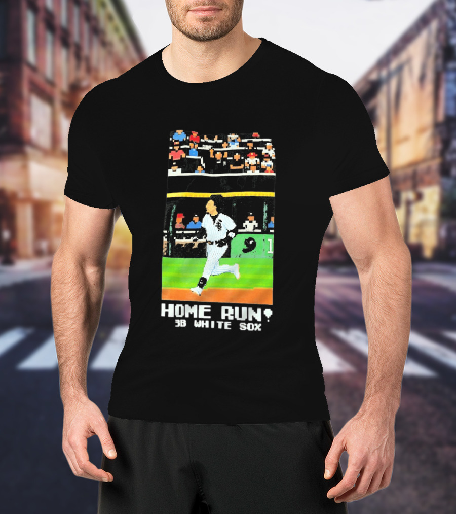 Home Run 3B White Sox Pixel Baseball T-Shirt