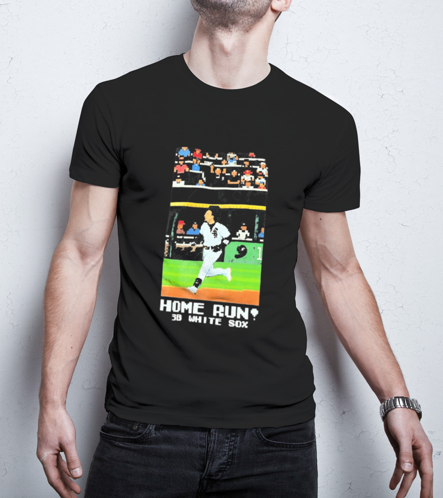 Home Run 3B White Sox Pixel Baseball T-Shirt