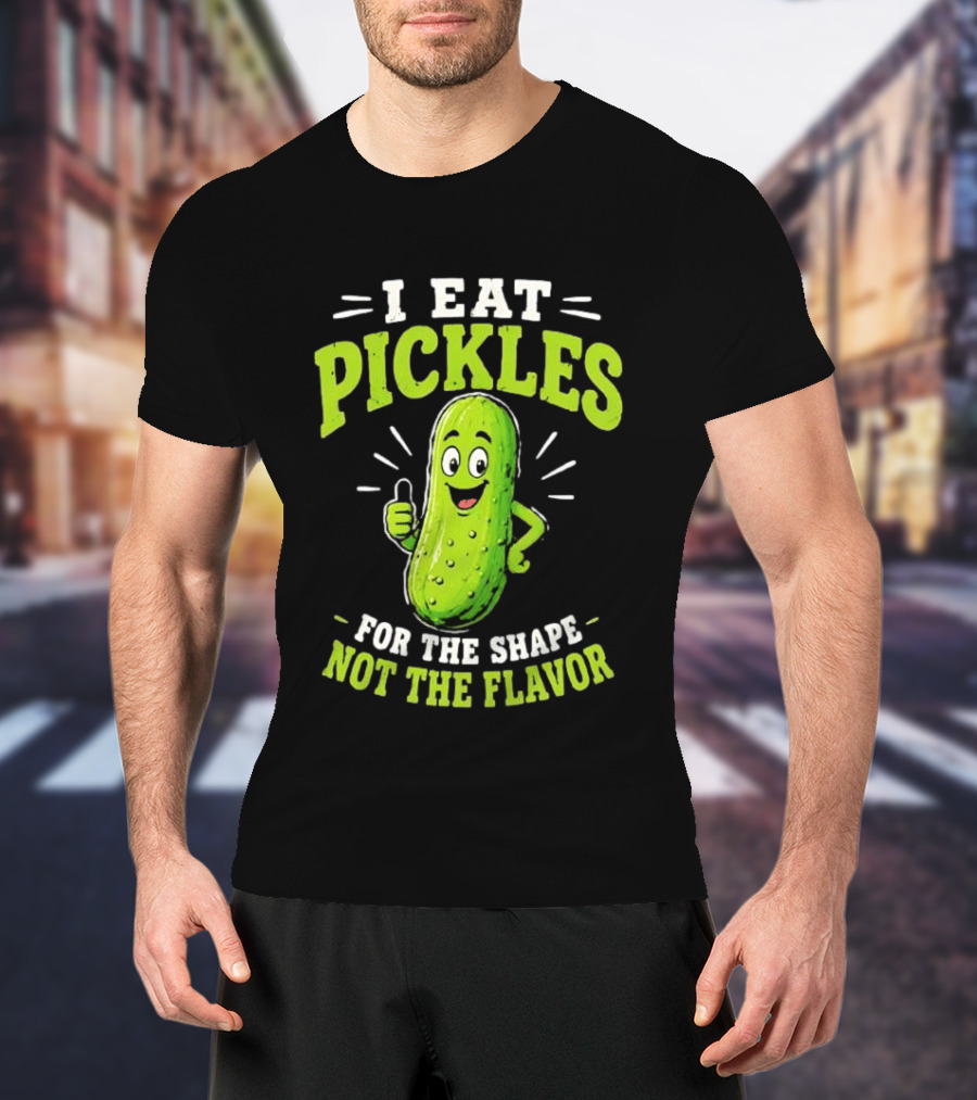 I Eat Pickles For The Shape Not The Flavor Thumb Up Cartoon T-Shirt