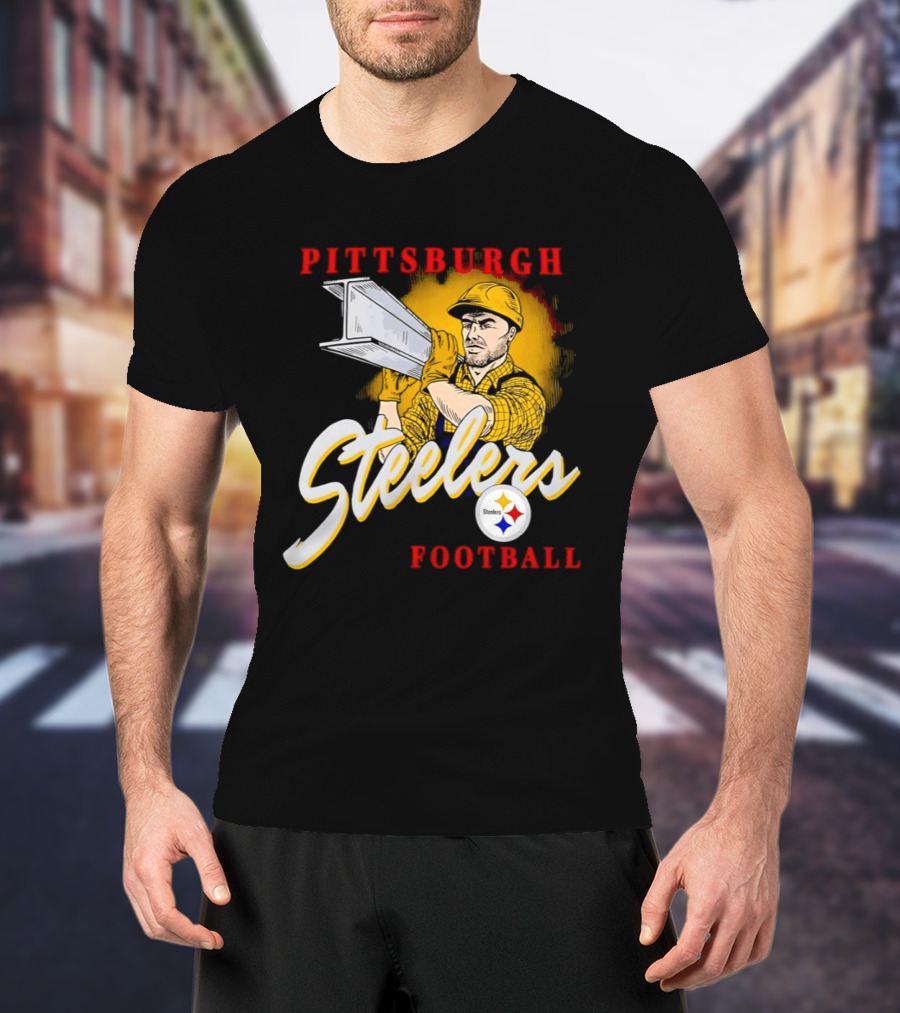 Pittsburgh Steelers Football Worker Steel Beam Icon With Team T-Shirt