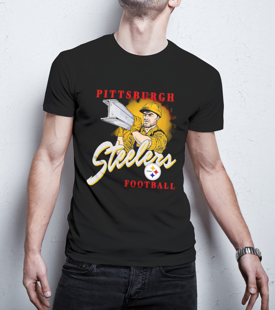 Pittsburgh Steelers Football Worker Steel Beam Icon With Team T-Shirt