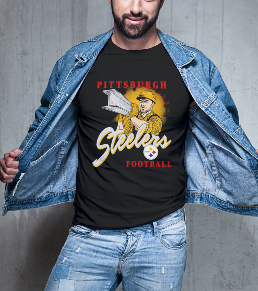 Pittsburgh Steelers Football Worker Steel Beam Icon With Team T-Shirt