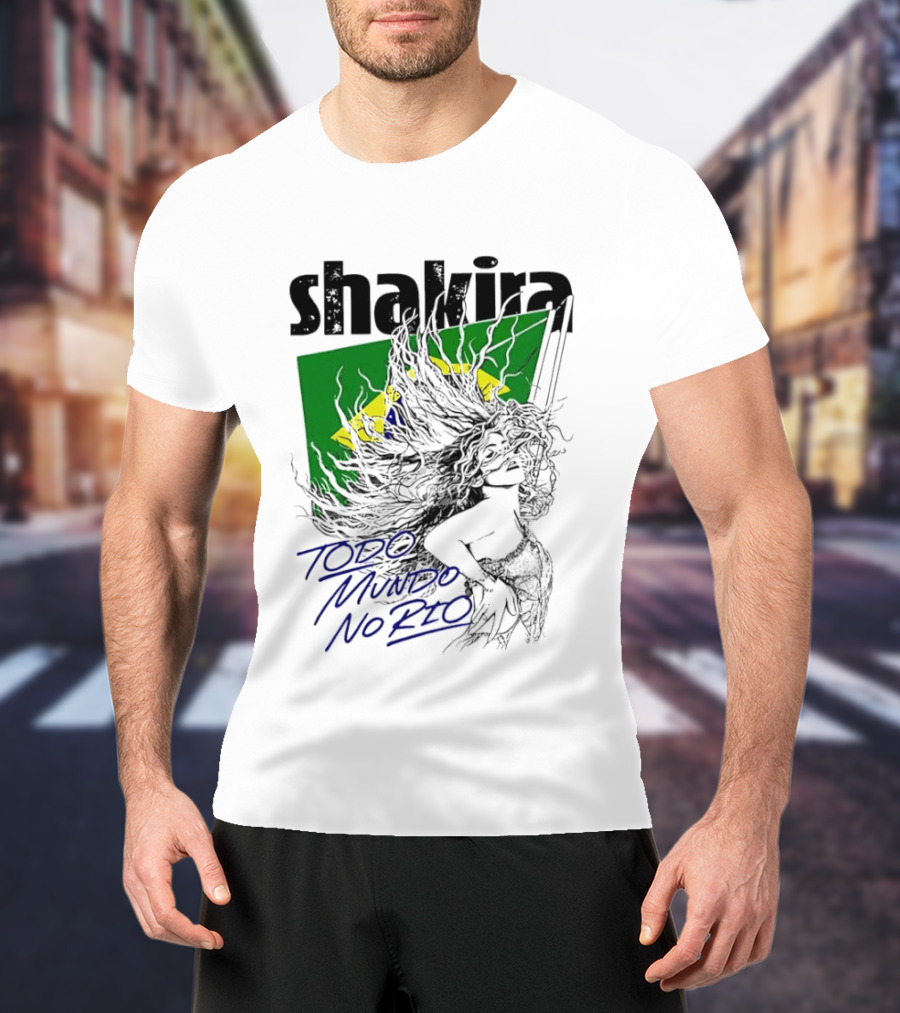 Shakira Todo Mundo No Rio Brazil Flag T-Shirt