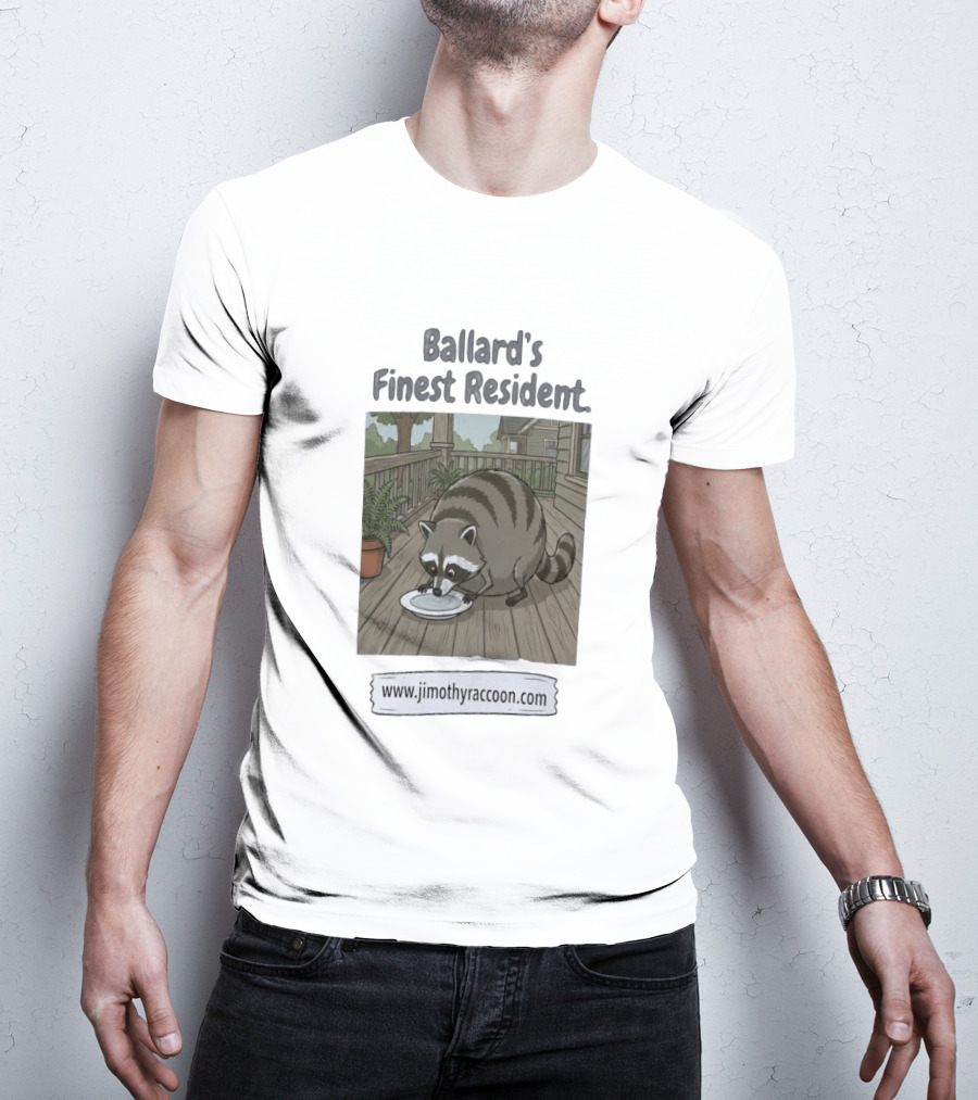 Ballard's Finest Resident Jimothy Raccoon Website Text Visual T-Shirt