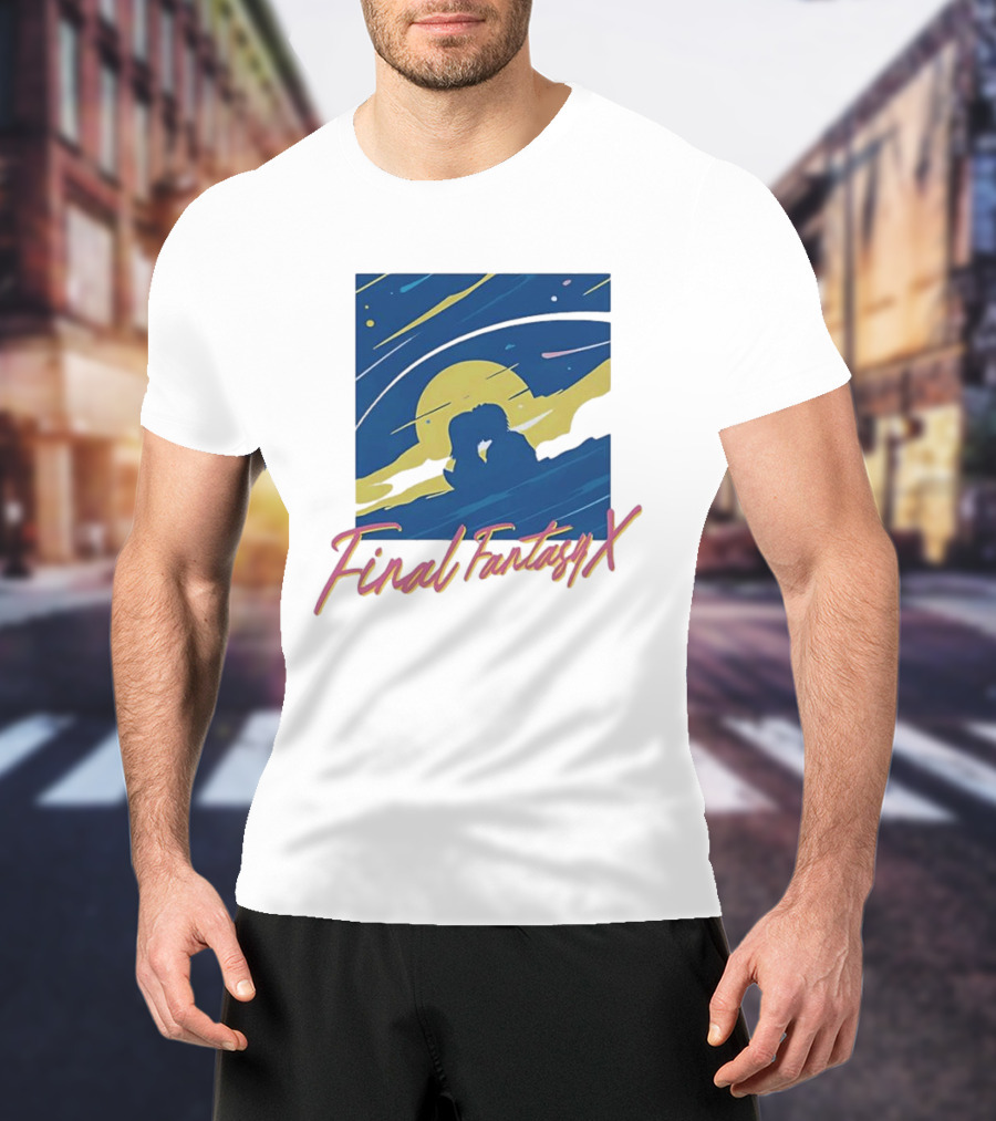 Final Fantasy X Romantic Couple Under Moonlit Sky T-Shirt