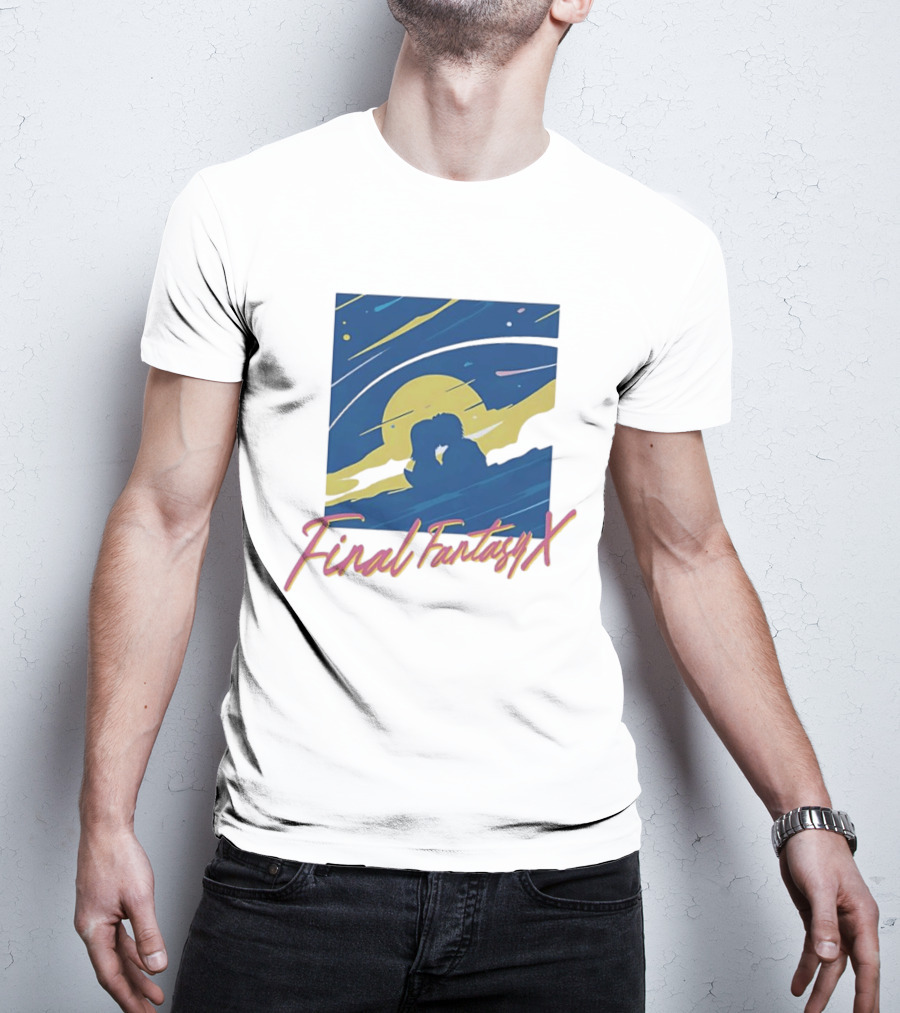 Final Fantasy X Romantic Couple Under Moonlit Sky T-Shirt