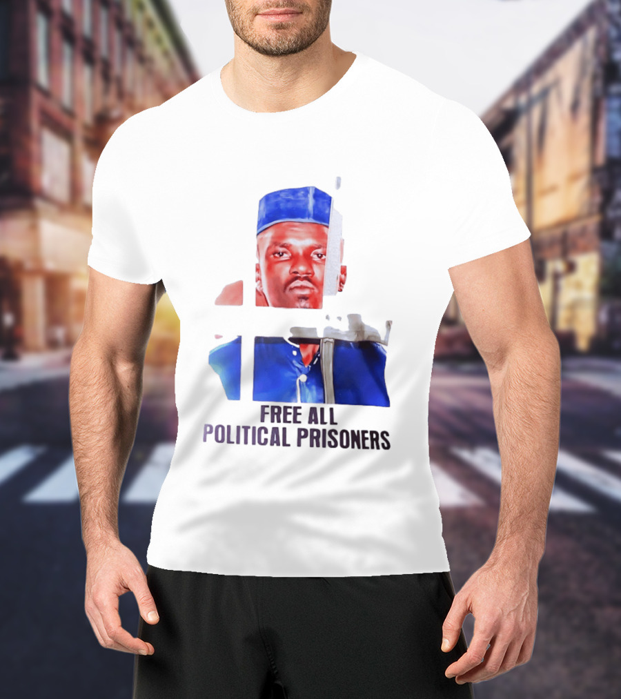 Free All Political Prisoners Protest Activism Painting Blue Beret T-Shirt