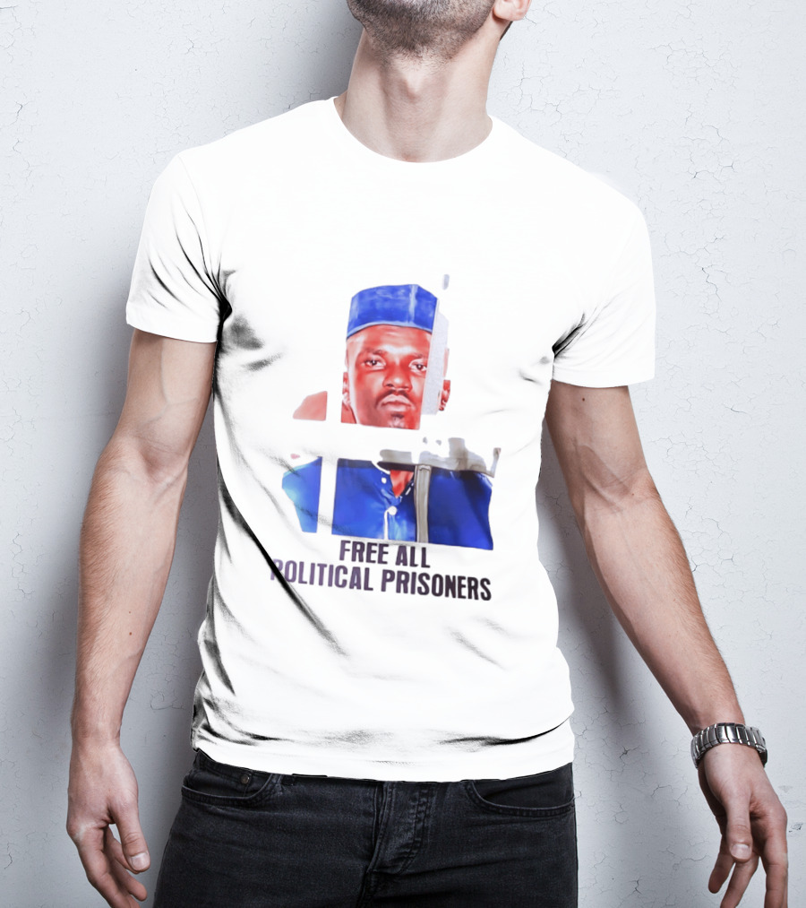 Free All Political Prisoners Protest Activism Painting Blue Beret T-Shirt