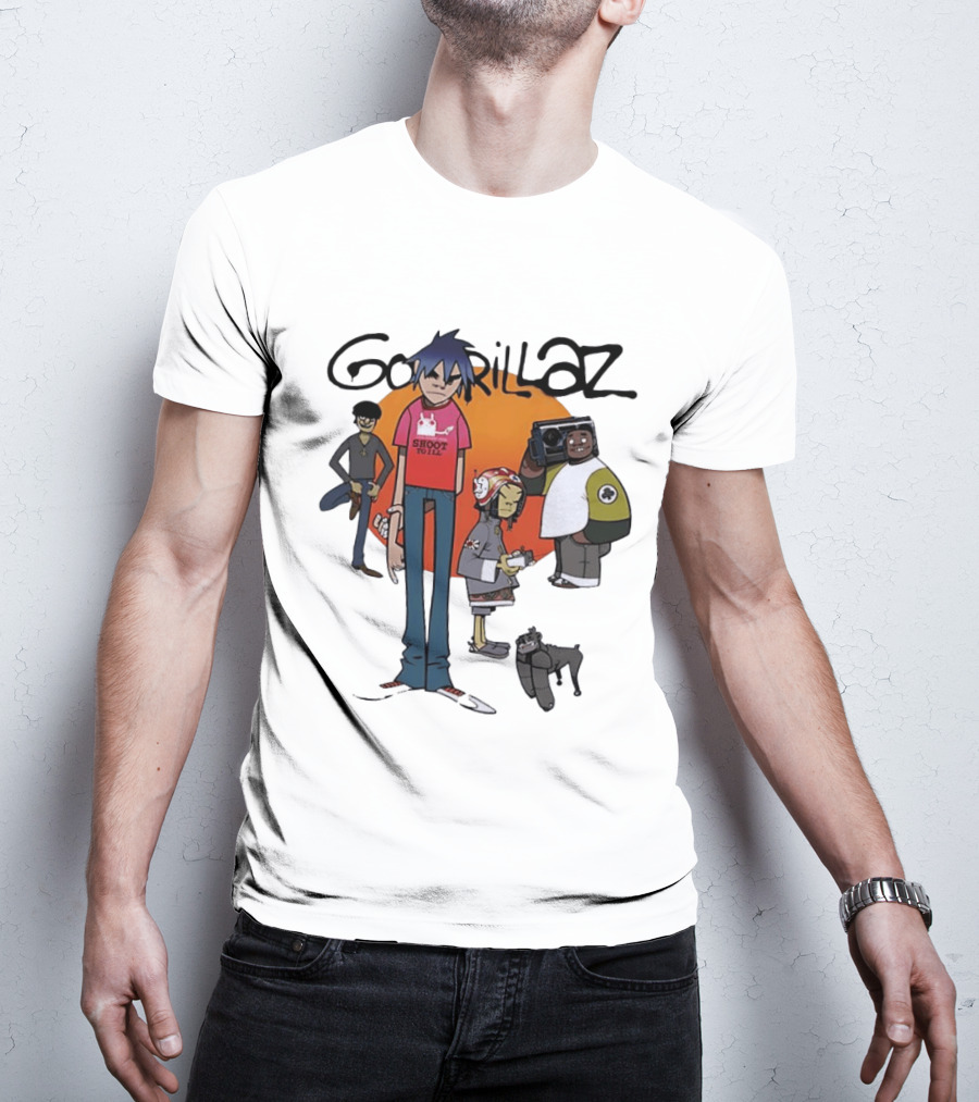 Gorillaz Cartoon Characters Shoot To Ill Group T-Shirt