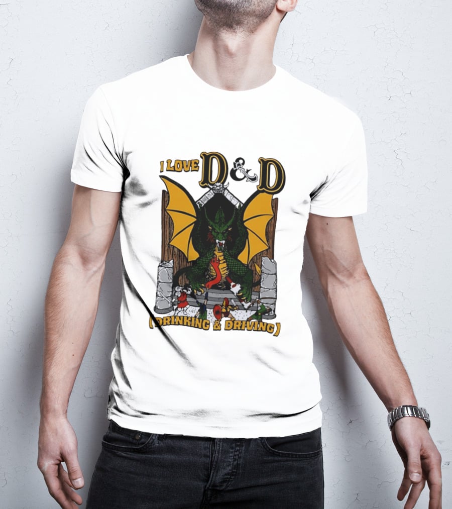 I Love D&D Drinking And Driving Dungeons And Dragons Dragon Fantasy Adventure T-Shirt