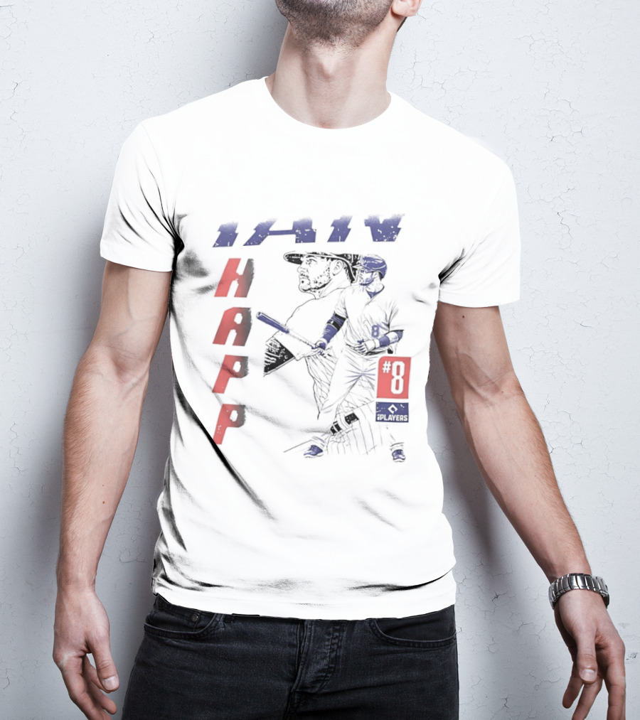 Ian Happ No 8 Chicago Cubs MLB Players Association Sketch T-Shirt