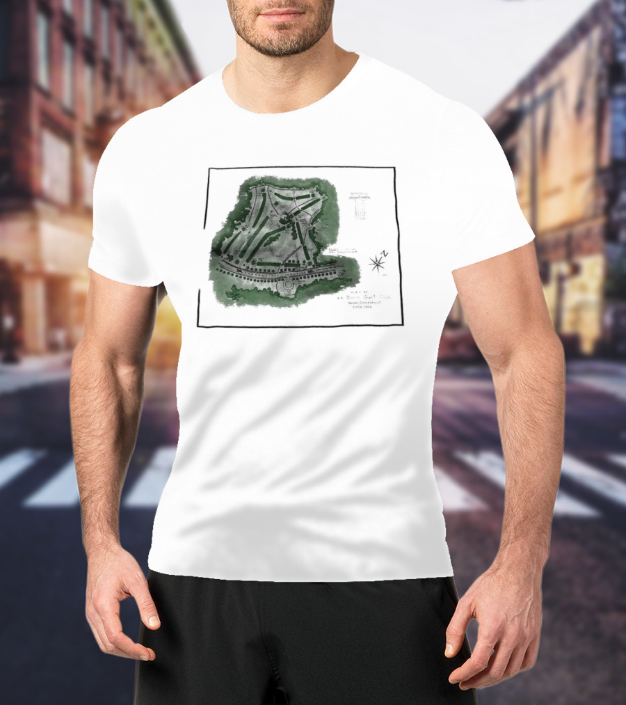 Wee Burn Golf Club Map Darien Connecticut 1904 Historic Course Drawing T-Shirt