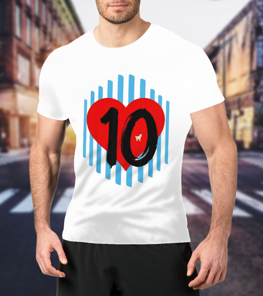 Messi Heart 10 Goat Greatest Of All Time T-Shirt