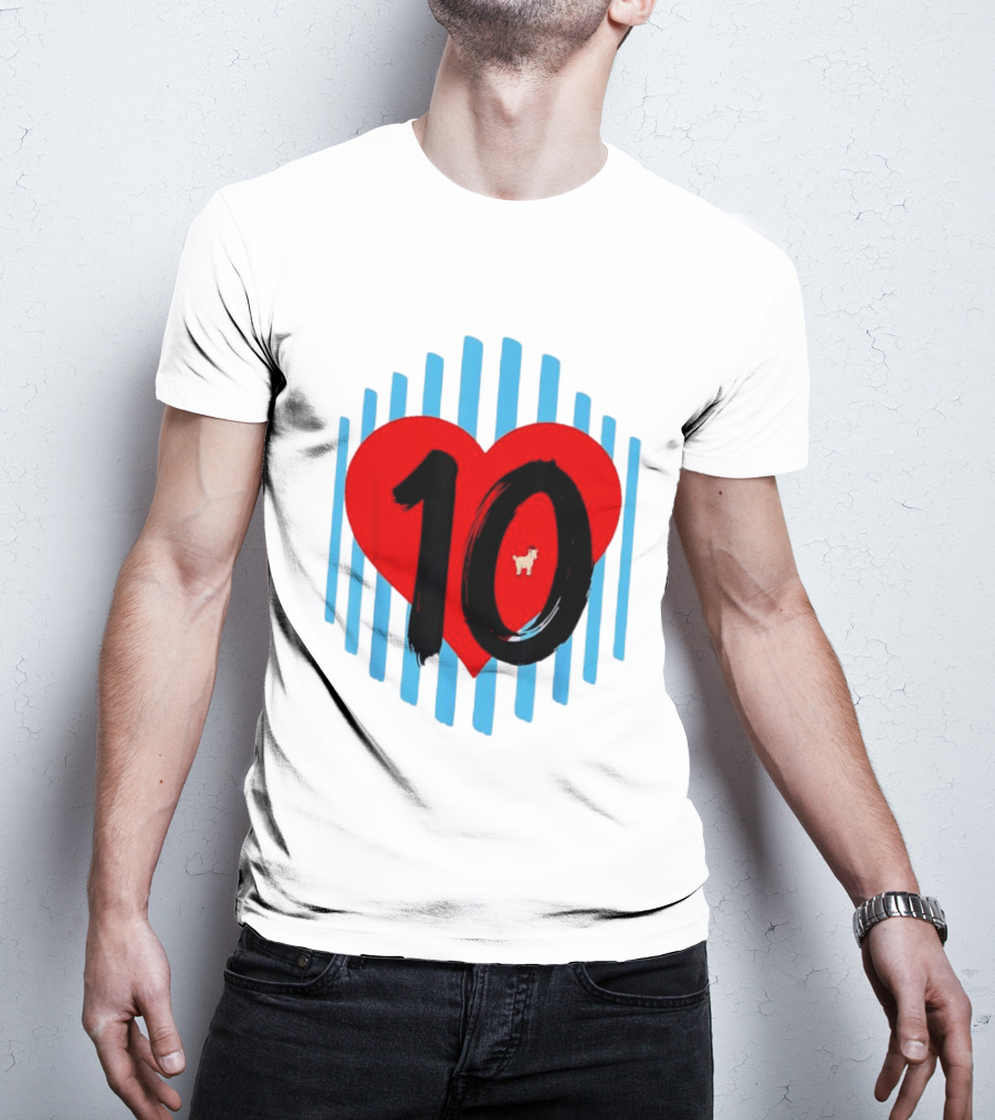 Messi Heart 10 Goat Greatest Of All Time T-Shirt