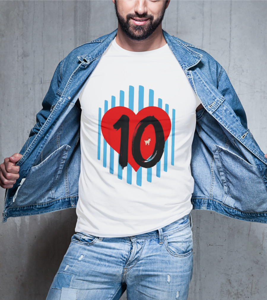 Messi Heart 10 Goat Greatest Of All Time T-Shirt