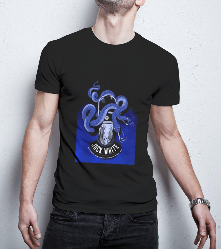 Jack White Tour Port Chester NY Jul 19 2026 Blue Snake Microphone T-Shirt