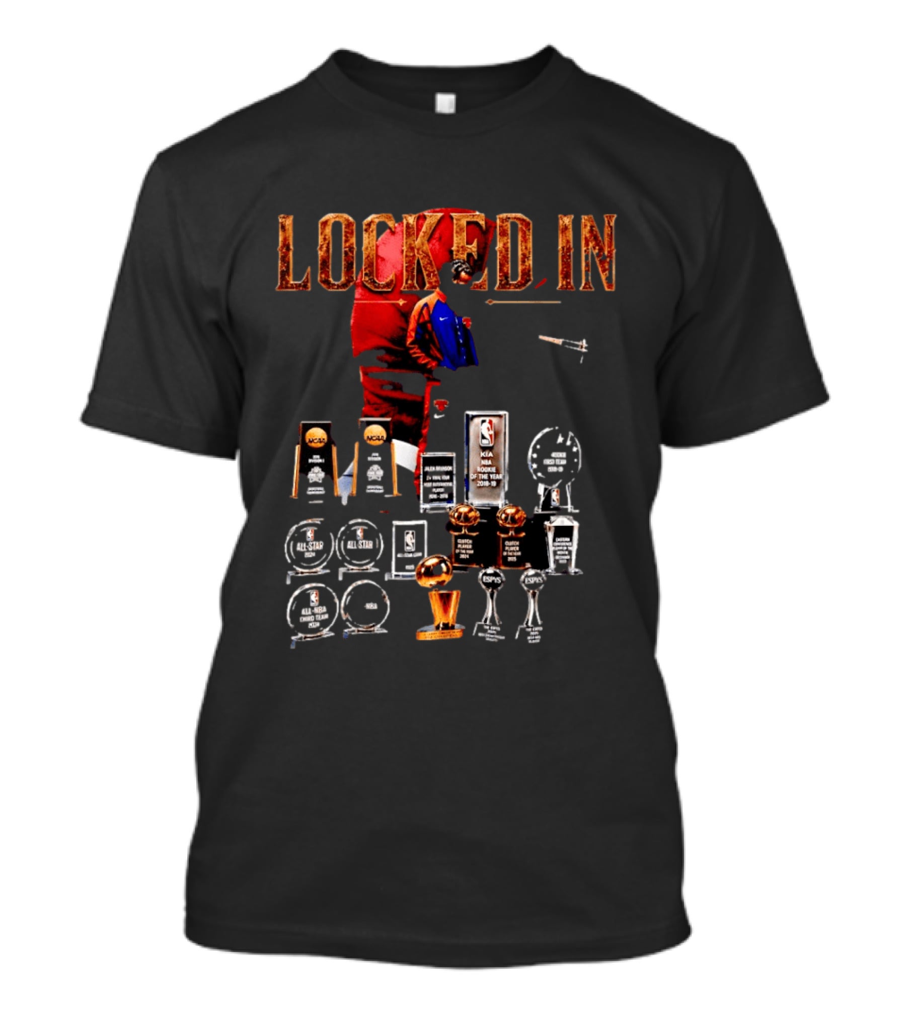 LOCKED IN Jalen Brunson NBA Rookie Of The Year Trophies Awards T-Shirt