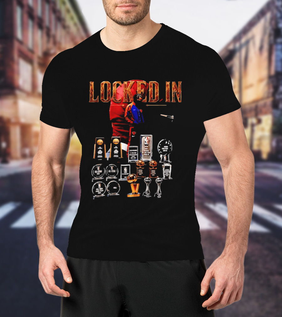 LOCKED IN Jalen Brunson NBA Rookie Of The Year Trophies Awards T-Shirt