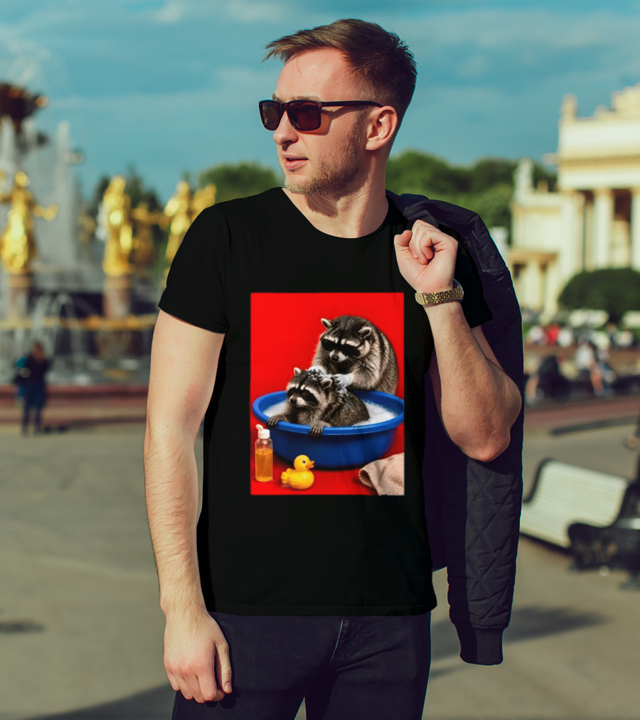 Jimothy Raccoon Viral Trash Panda Bubble Bath Glasses T-Shirt