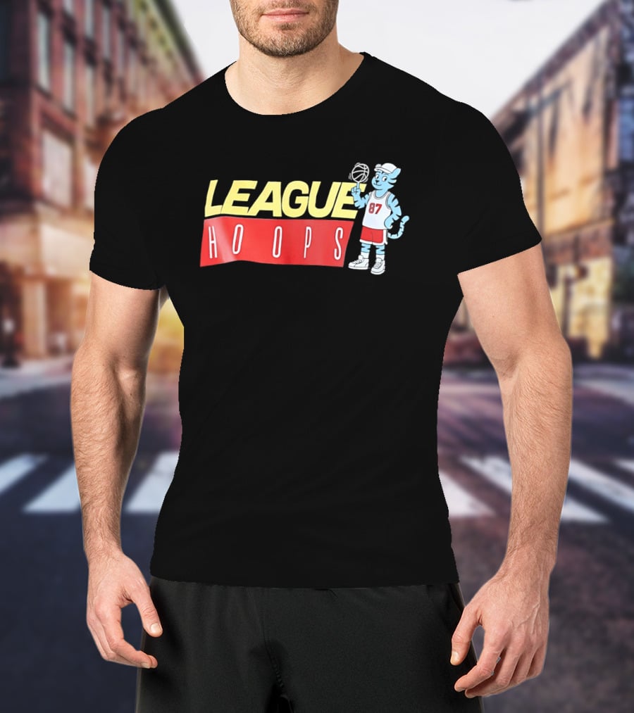League Hoops Tiger 87 Basketball Cartoon T-Shirt