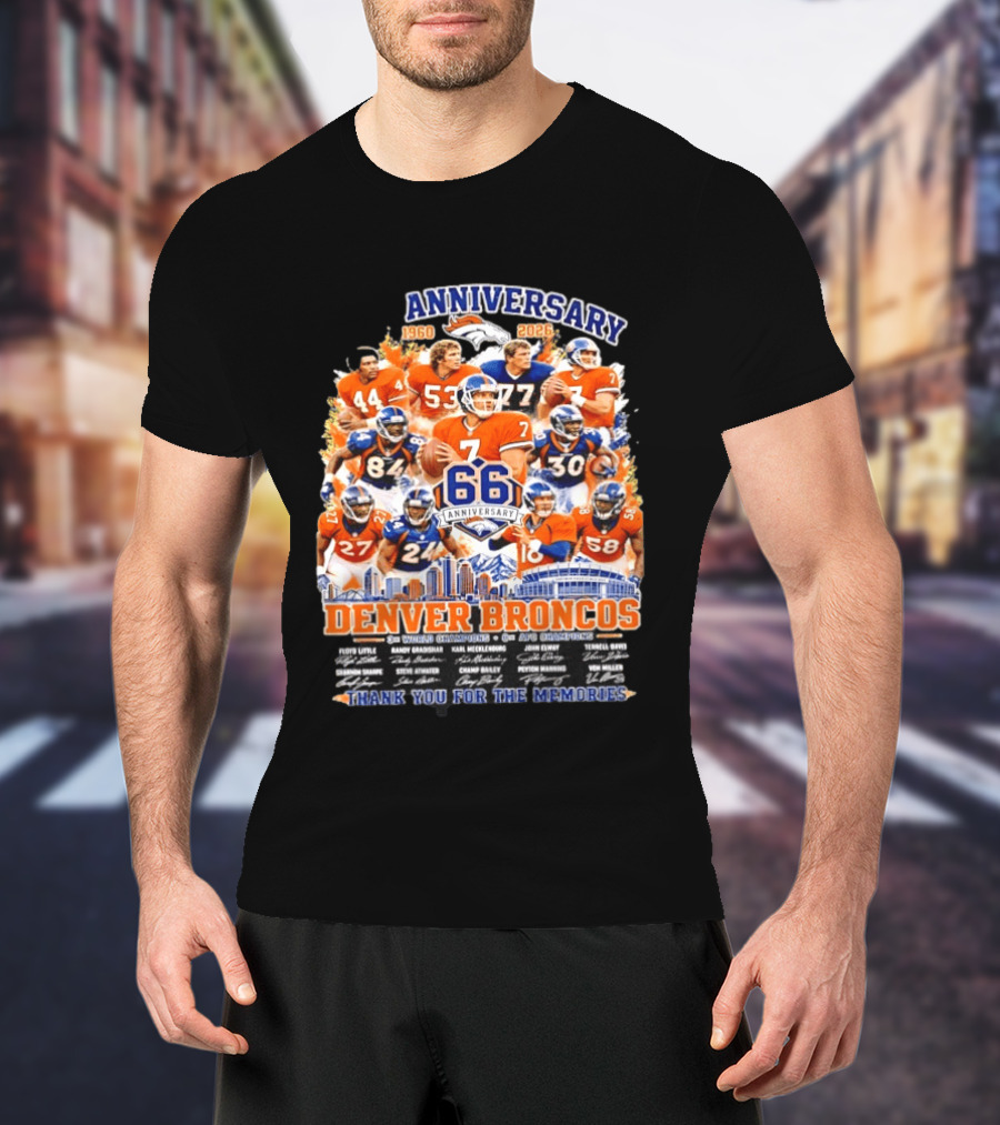 Denver Broncos 66th Anniversary 1960 2026 Thank You For The Memories With Players And Championships T-Shirt