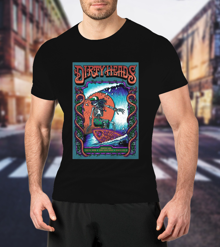Dirty Heads Skeleton Surfing July 18 2026 Ocean Casino Resort Atlantic City NJ T-Shirt