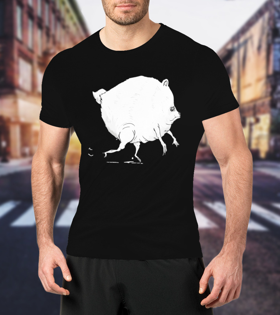Running Round Hamster Creature Absurd White Quadruped Honesty T-Shirt