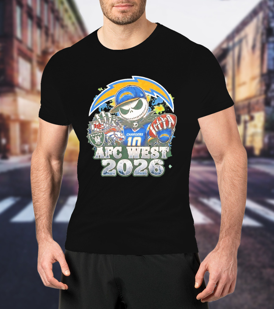 Los Angeles Chargers Jack Skellington Raiders Broncos AFC West 2026 T-Shirt