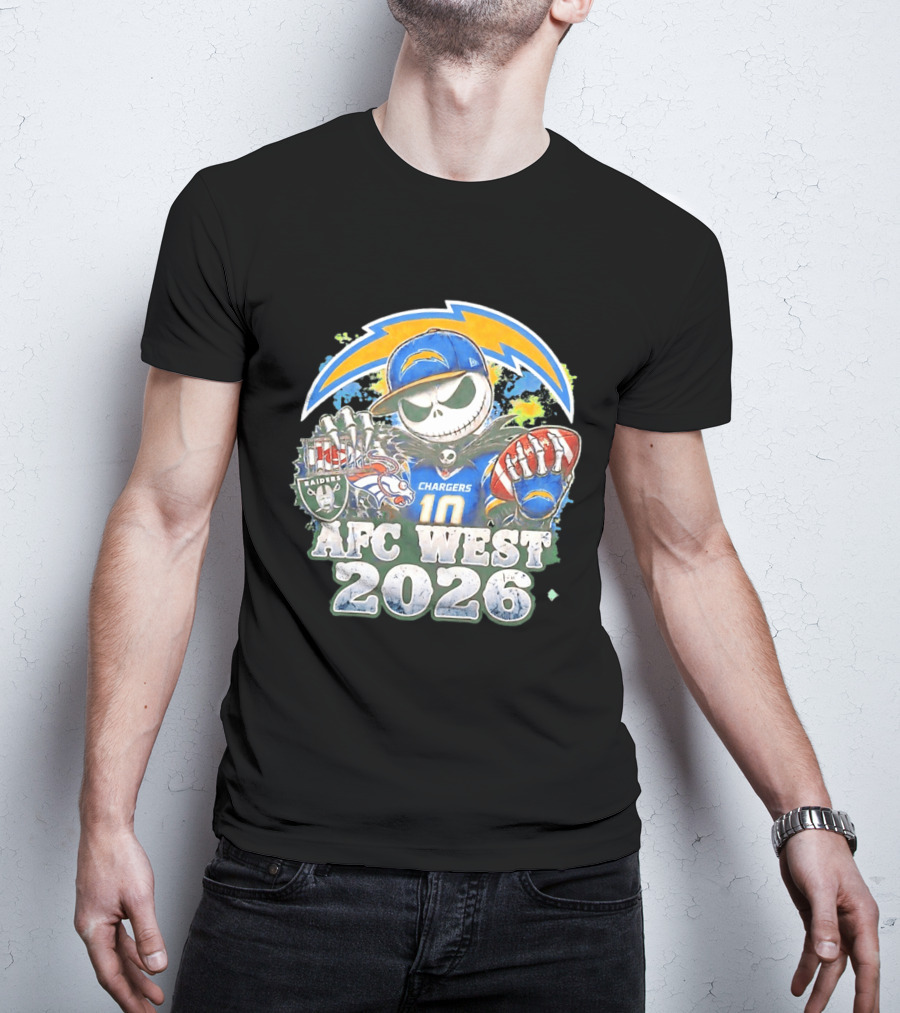 Los Angeles Chargers Jack Skellington Raiders Broncos AFC West 2026 T-Shirt