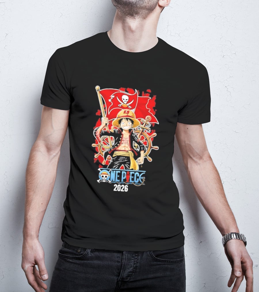 Tampa Bay Buccaneers One Piece Luffy 2026 Pirate Flag Adventure T-Shirt